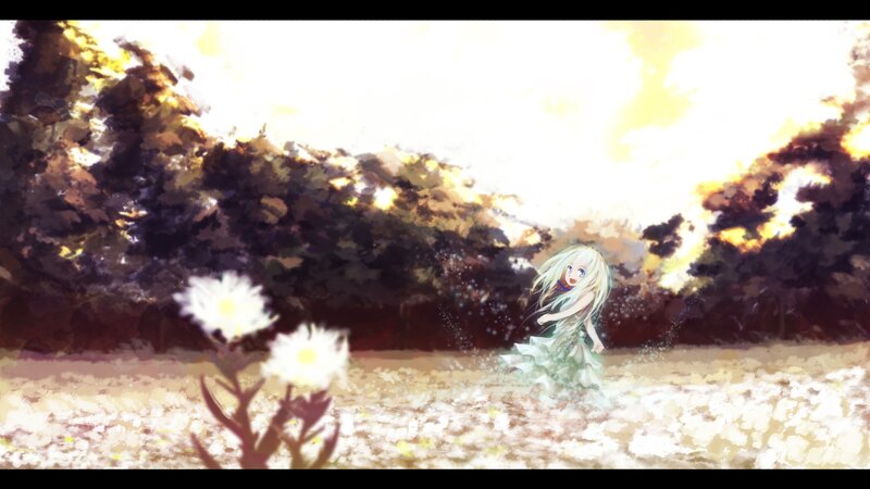 Anime girl in a field of flowers