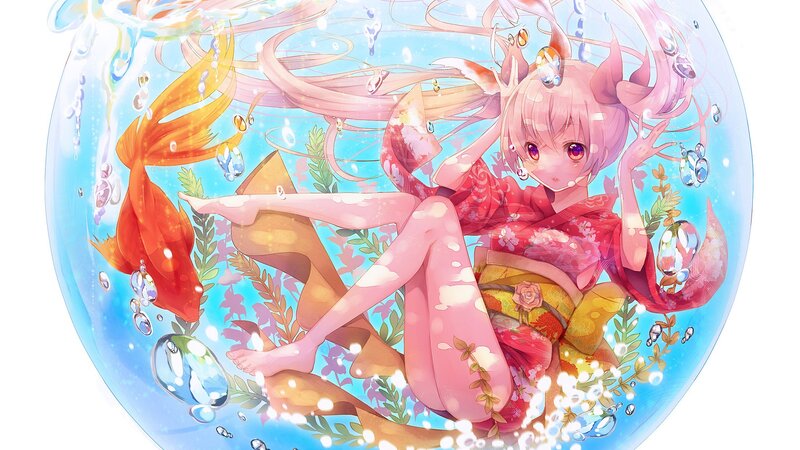 anime girl in a fishbowl