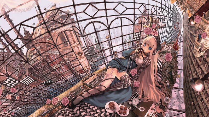 anime girl in a floating city