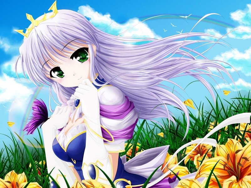 anime girl in a flower field