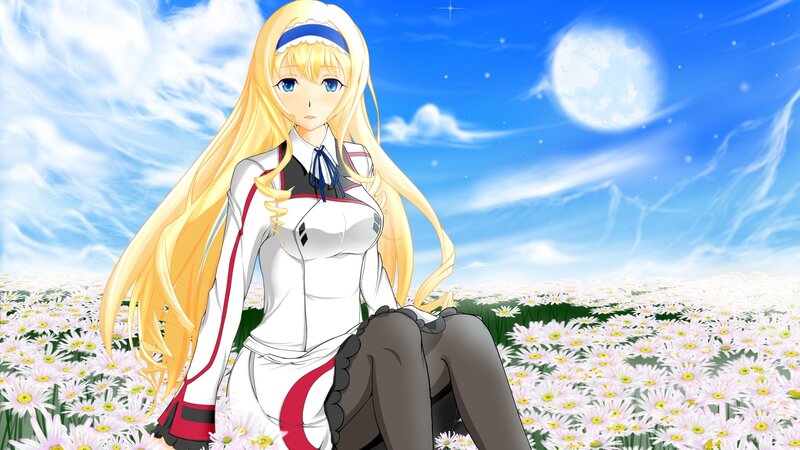 anime girl in a flower field