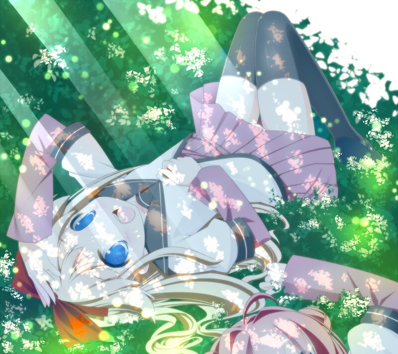 Anime girl in a flower field
