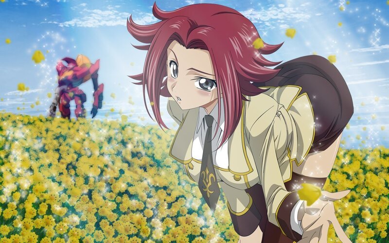 Anime girl in a flower field