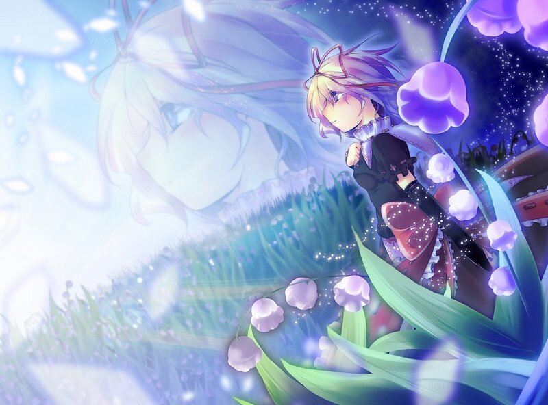 Anime girl in a flower field