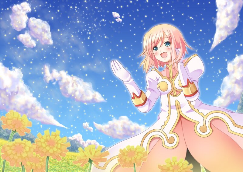 Anime girl in a flower field