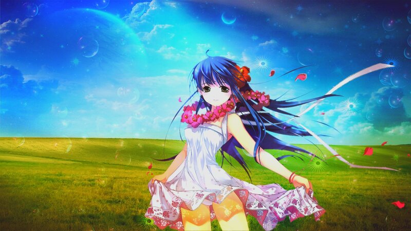 Anime girl in a flower field