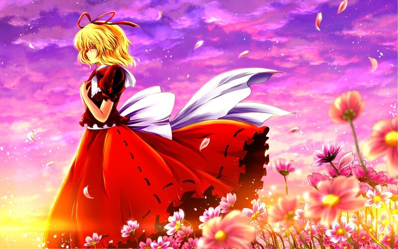 anime girl in a flower field