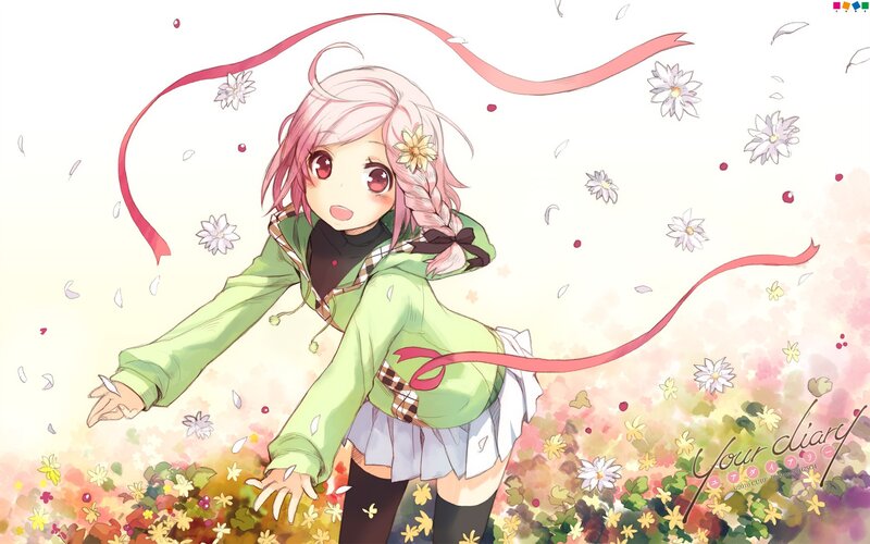 anime girl in a flower field