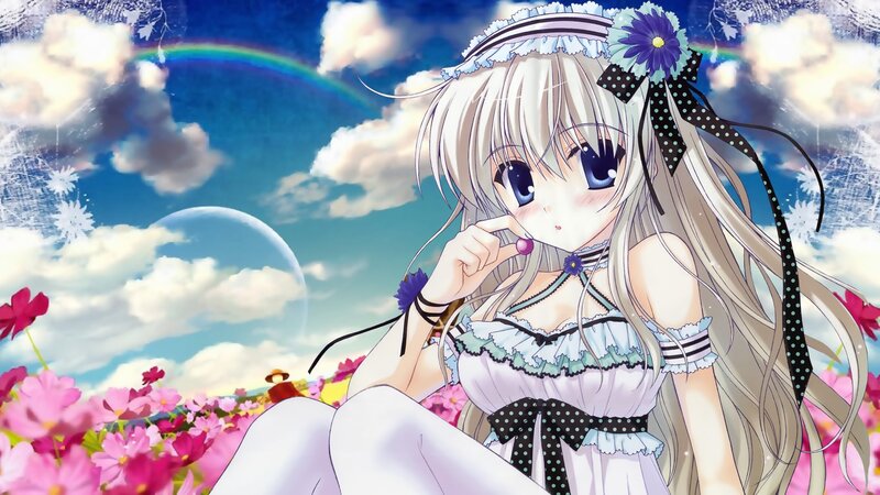 Anime girl in a flower field