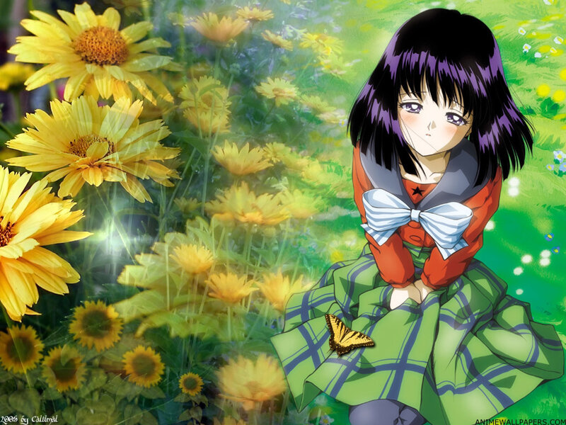 Anime girl in a flower field