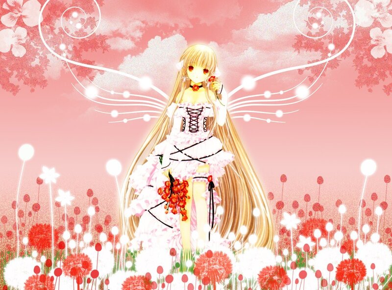 anime girl in a flower field