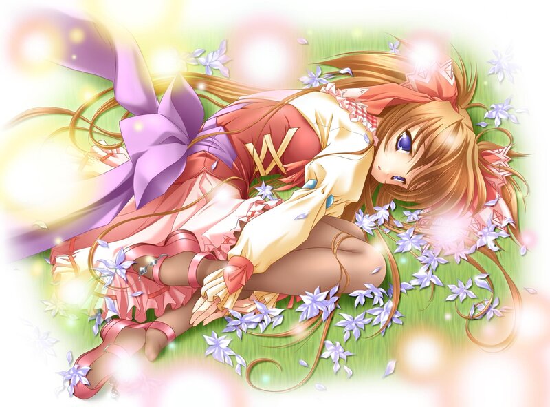 Anime girl in a flower field