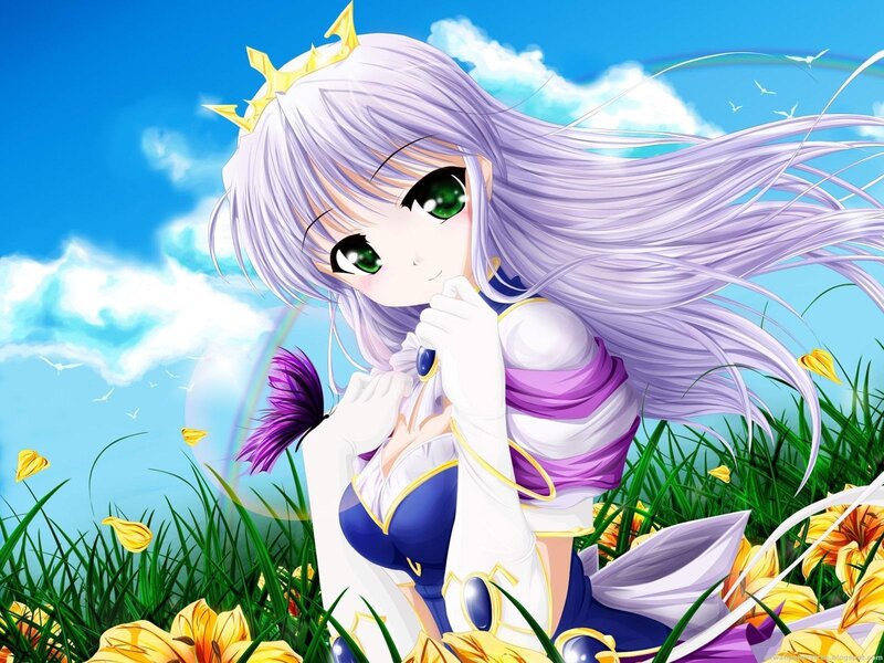 Anime girl in a flower field