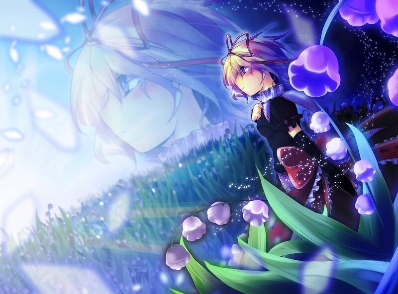 Anime girl in a flower field