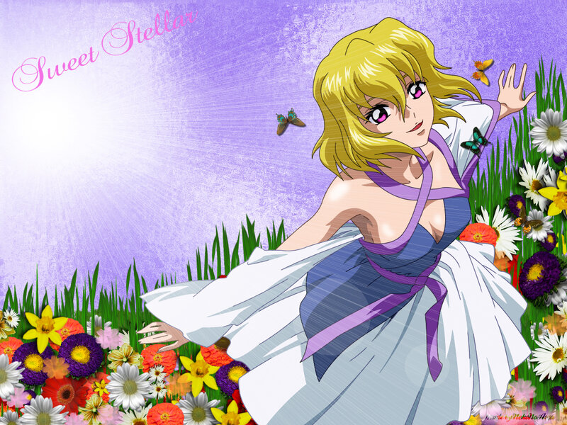 Anime girl in a flower field