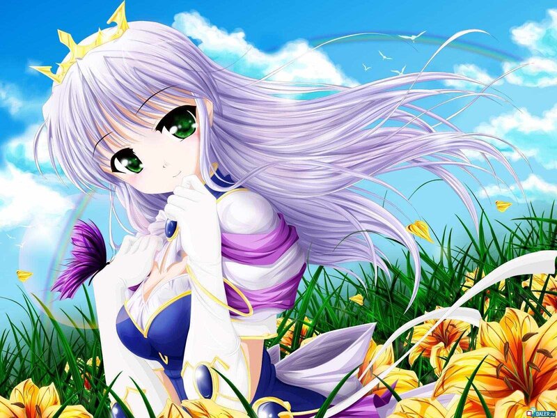 anime girl in a flower field