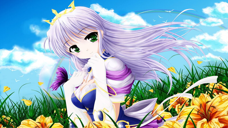 anime girl in a flower field