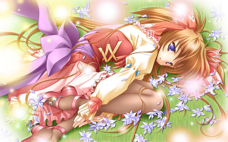 Anime girl in a flower field