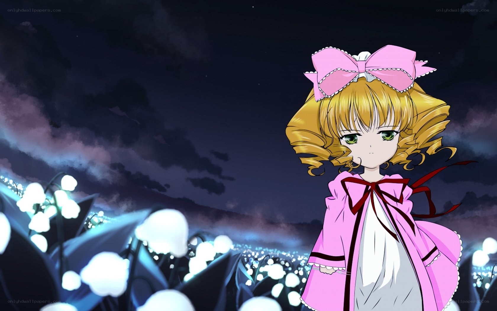 anime girl in a flower field