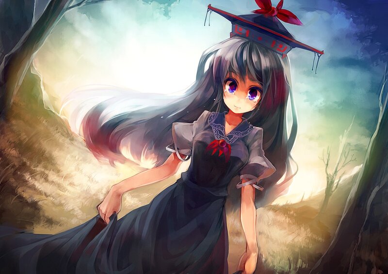 anime girl in a forest