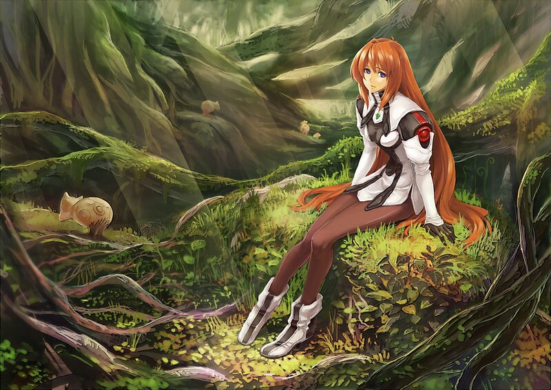 Anime girl in a forest