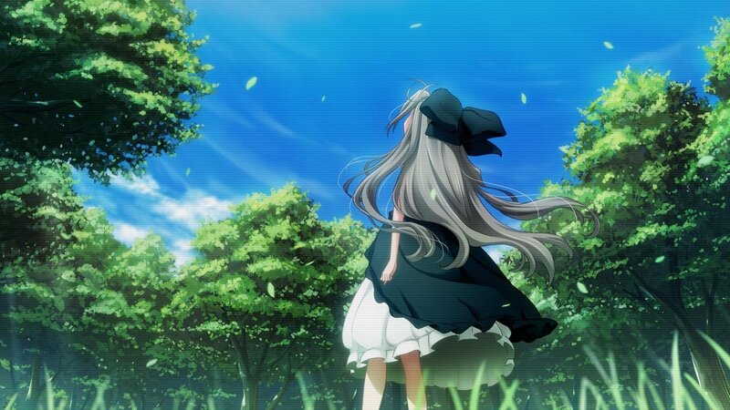 anime girl in a forest
