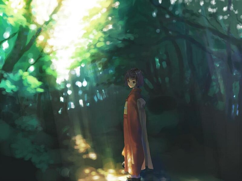 Anime girl in a forest