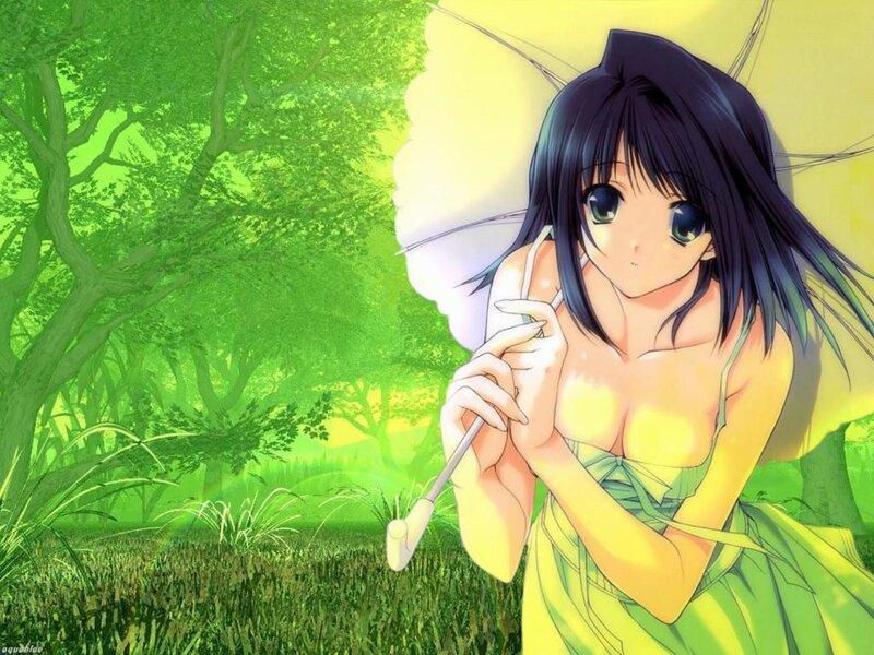 Anime girl in a forest