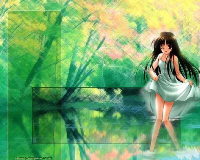 Anime girl in a forest