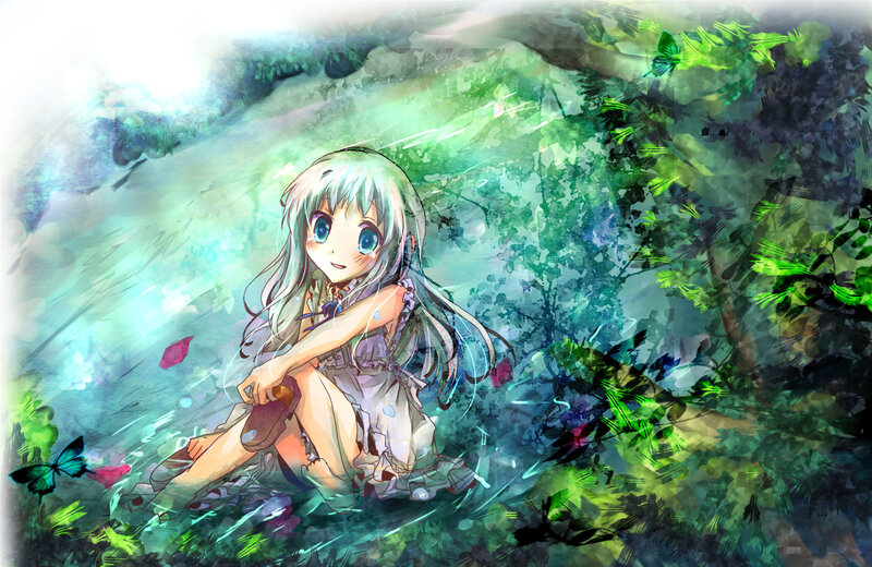 Anime girl in a forest