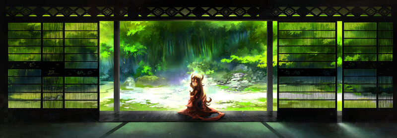 Anime girl in a forest view