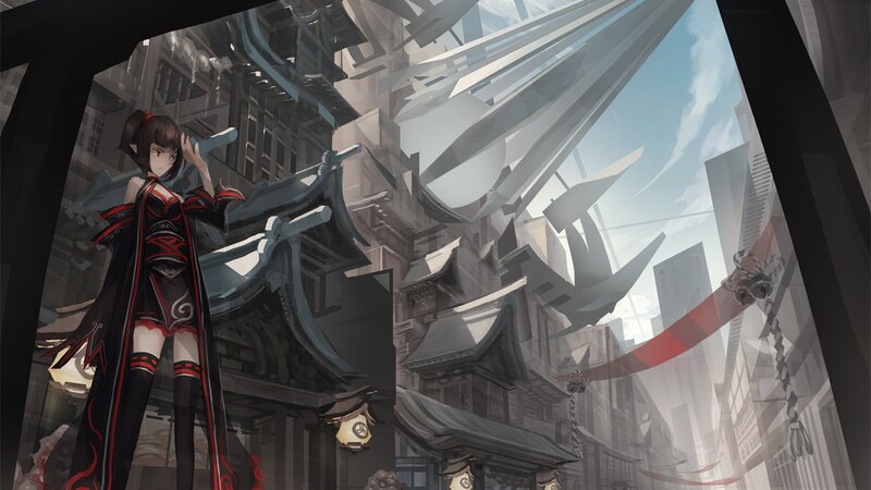 anime girl in a futuristic city