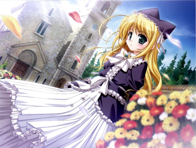 anime girl in a garden