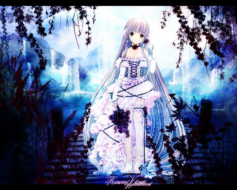 Anime girl in a garden