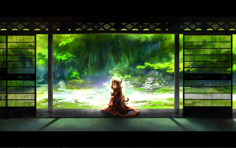 Anime girl in a garden