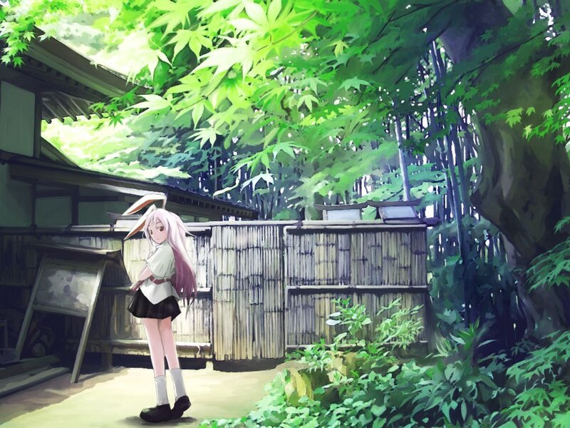 Anime girl in a garden