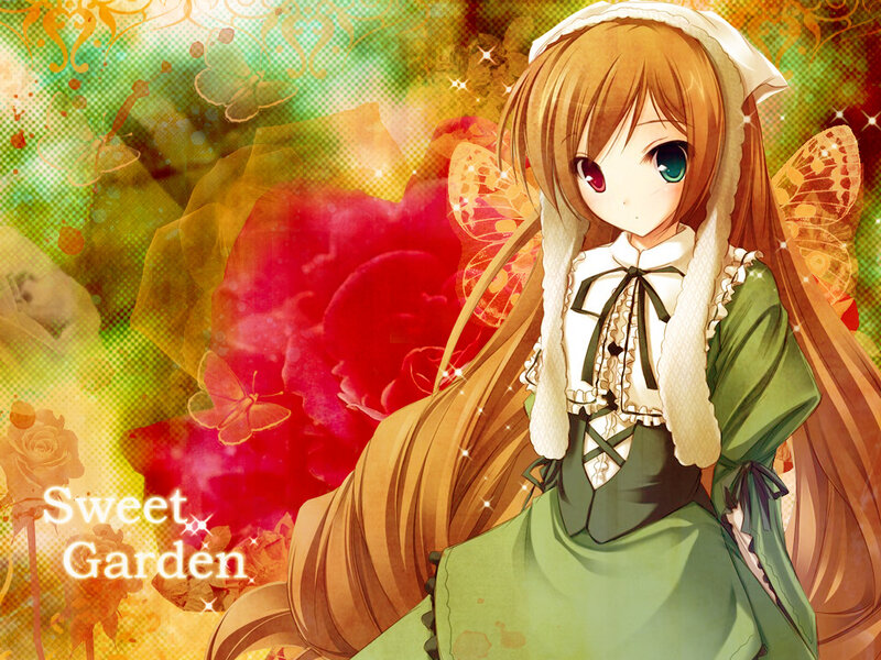 Anime girl in a garden