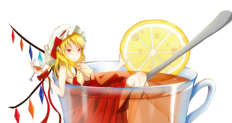 Anime girl in a giant tea cup