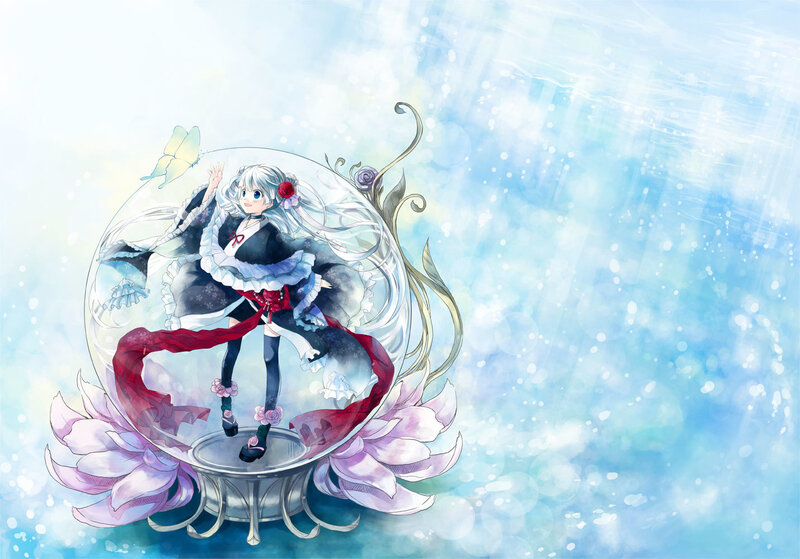 anime girl in a glass sphere