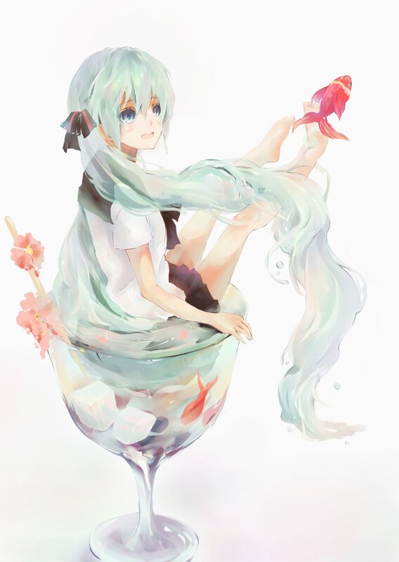 Anime girl in a glass