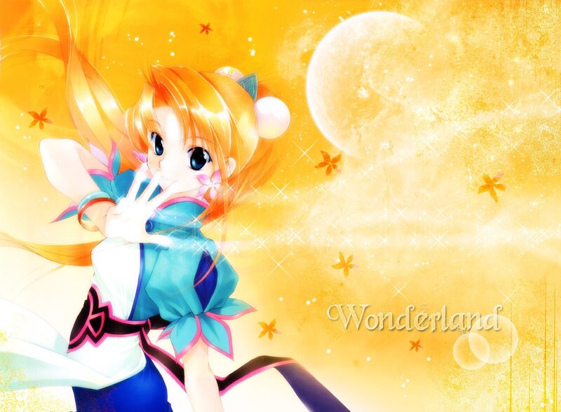 Anime girl in a golden wonderland
