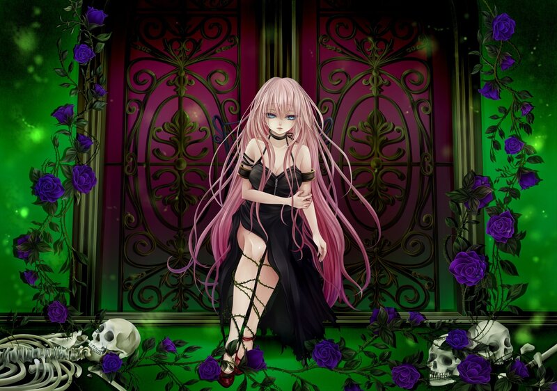 Anime girl in a gothic garden