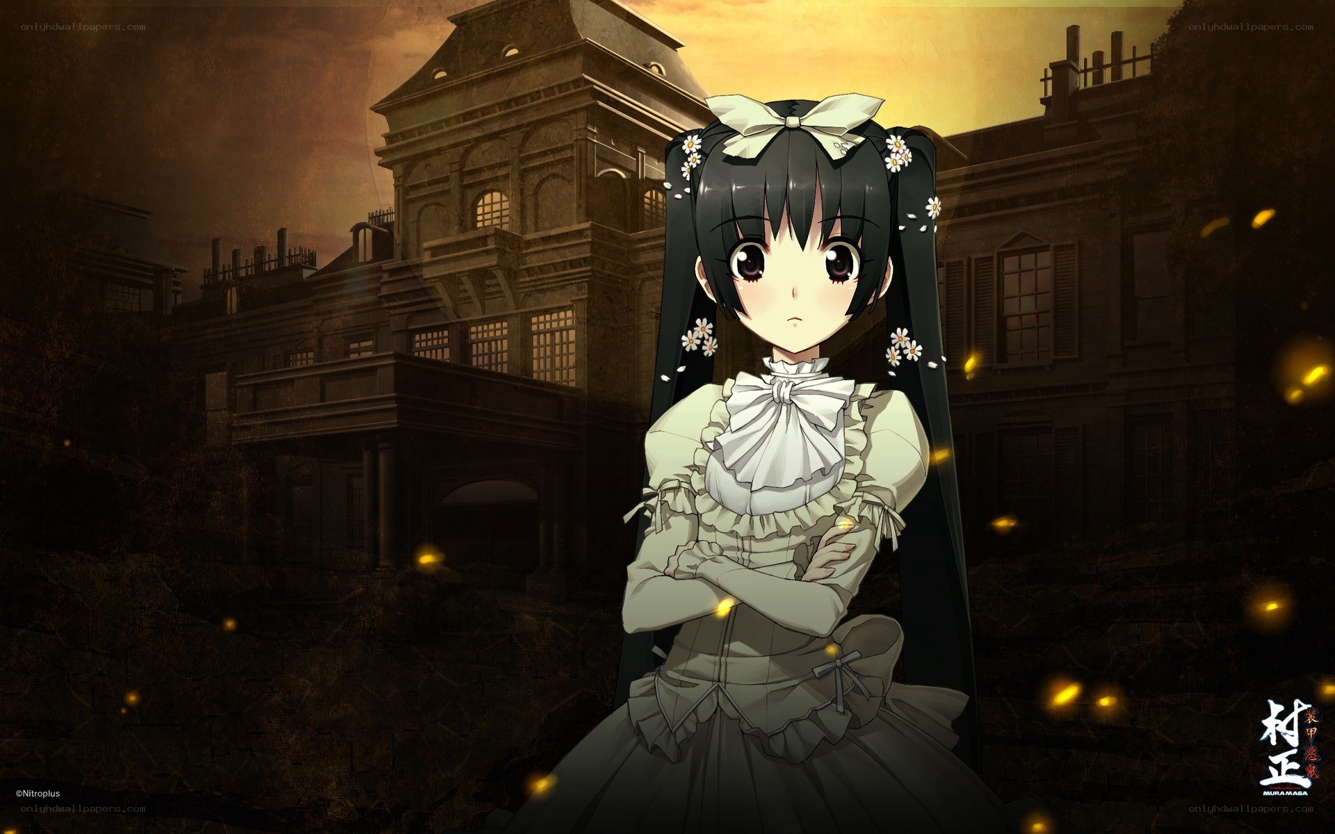 anime girl in a gothic setting