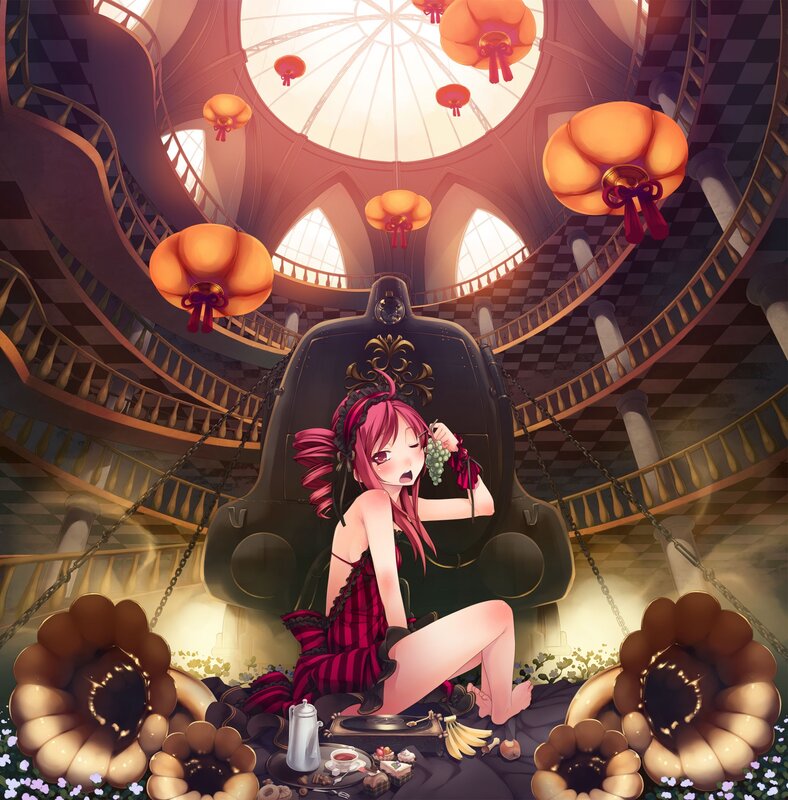 Anime girl in a grand hall
