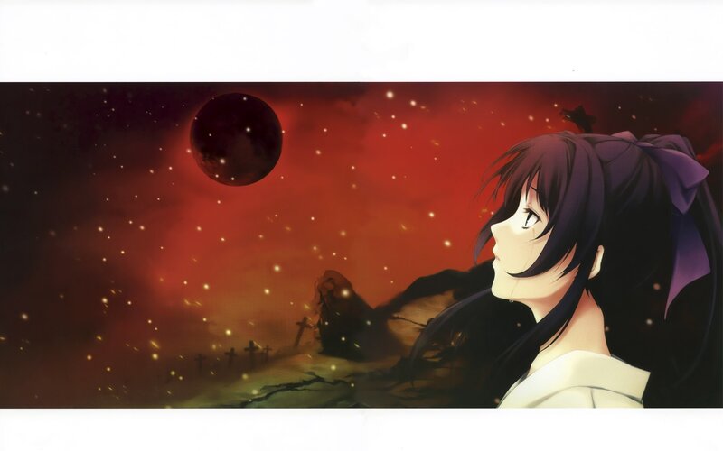 anime girl in a graveyard