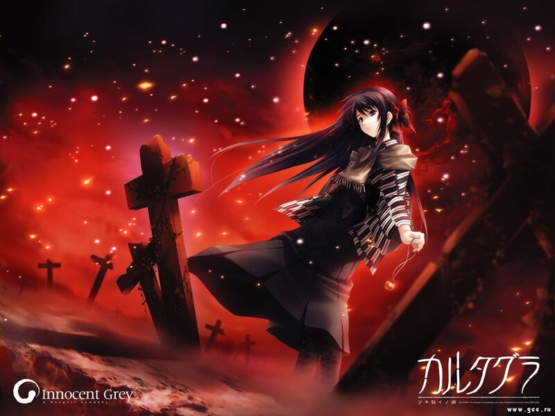 Anime girl in a graveyard