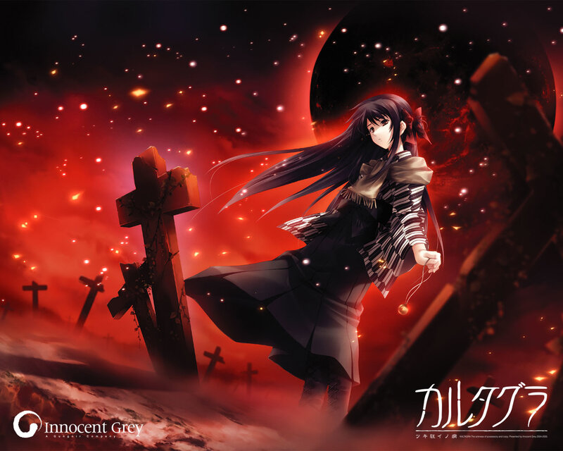 Anime girl in a graveyard