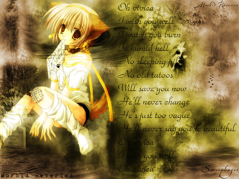 Anime girl in a graveyard