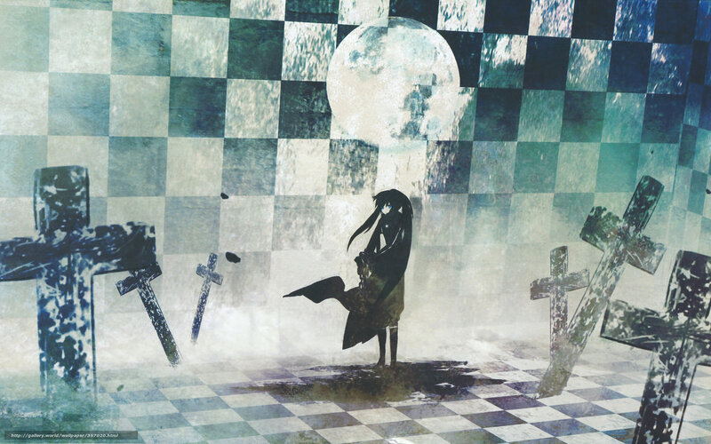 Anime girl in a graveyard