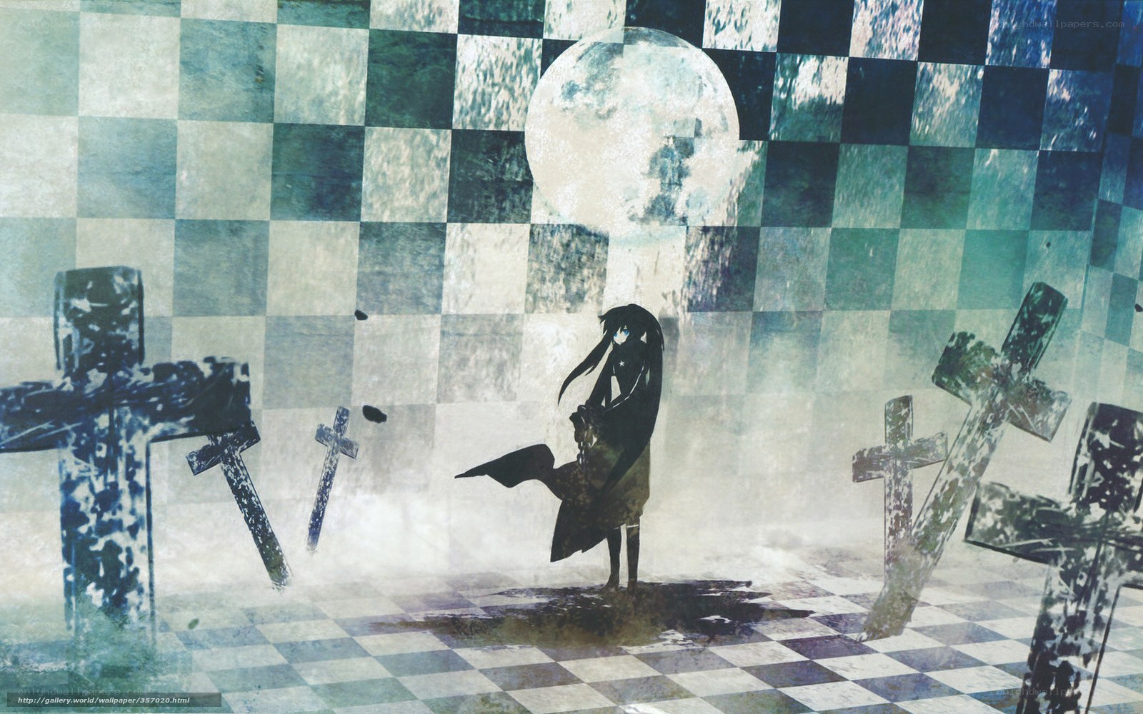 Anime girl in a graveyard